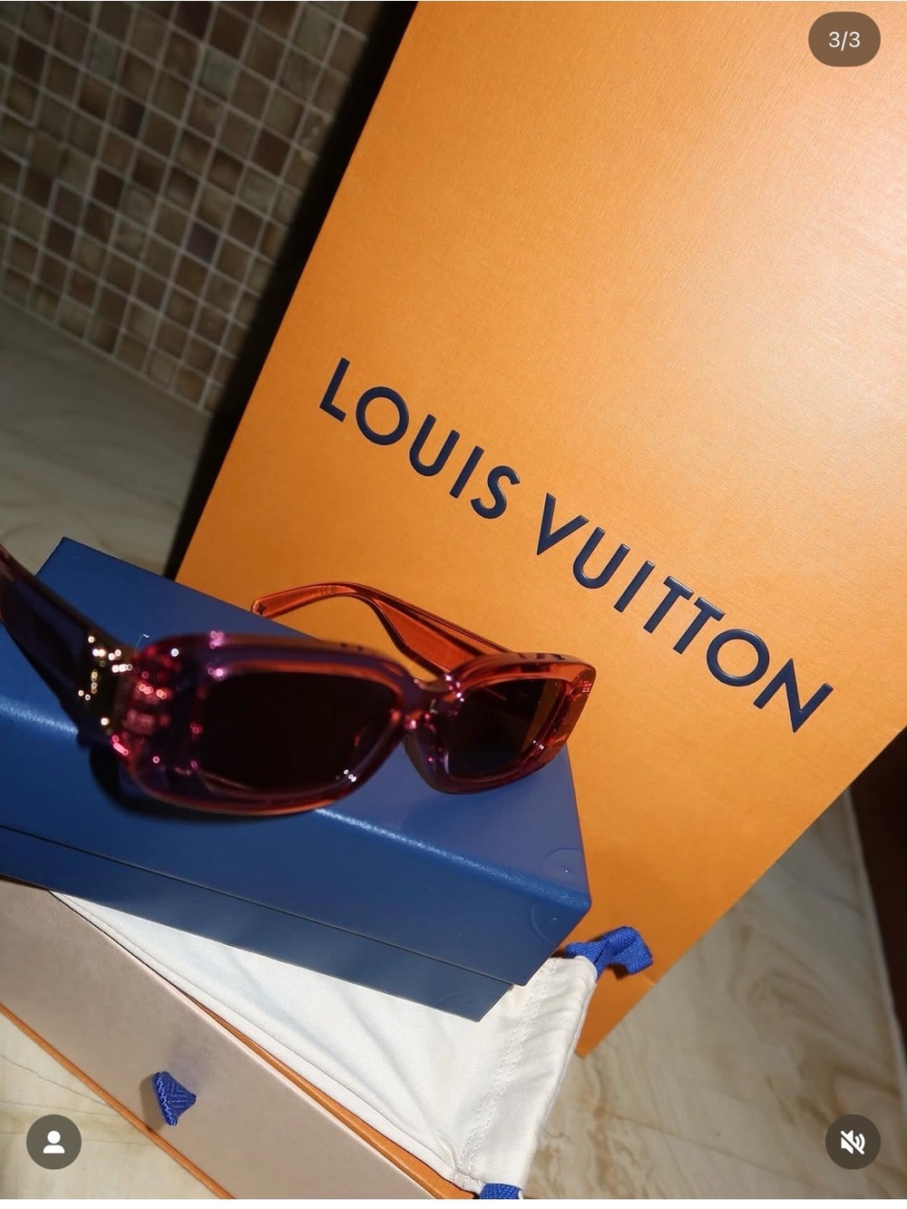 Louis Vuitton Pink Rectangular Sunglasses